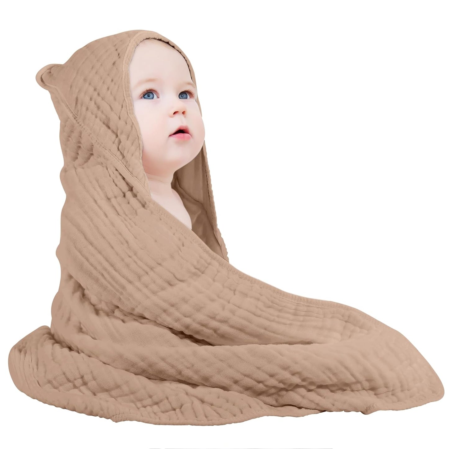 SnuggleNest Muslin Hooded Baby Towel – Ultra-Soft 100% Cotton for Newborns & Toddlers (32"x32")