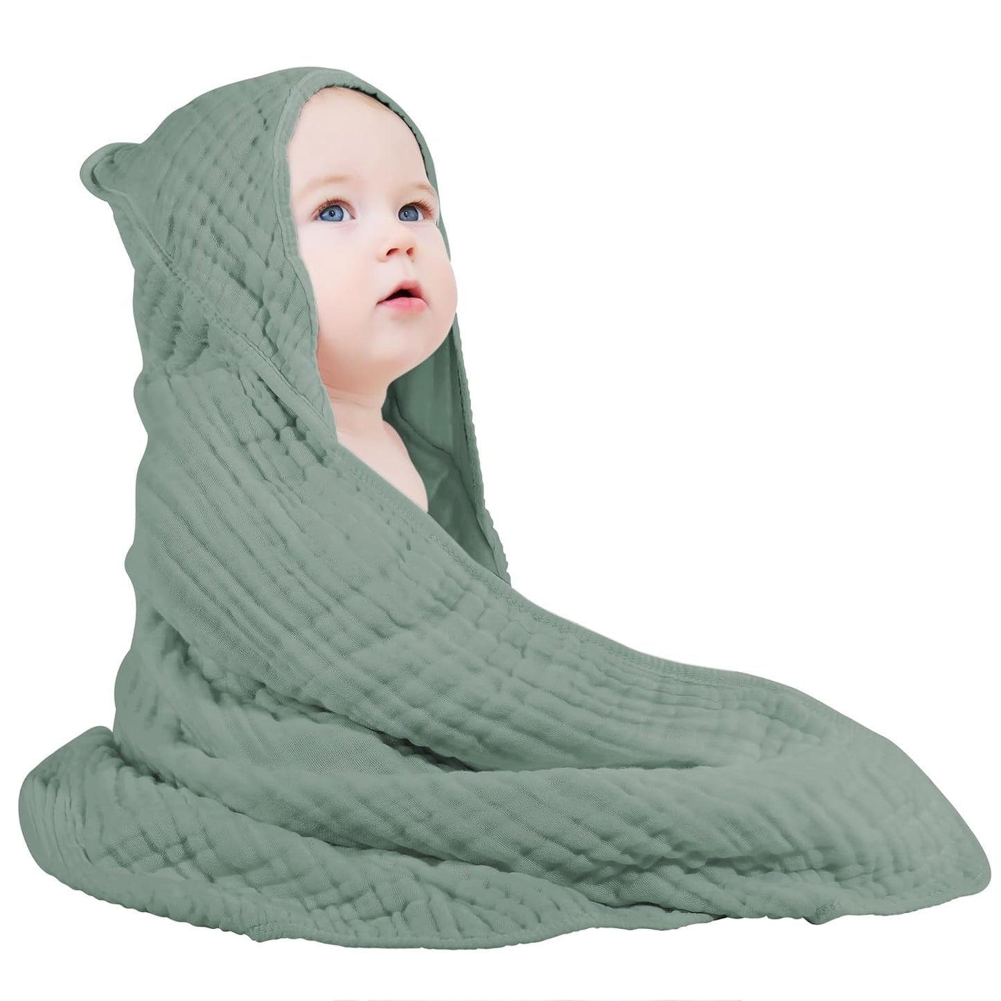 SnuggleNest Muslin Hooded Baby Towel – Ultra-Soft 100% Cotton for Newborns & Toddlers (32"x32")