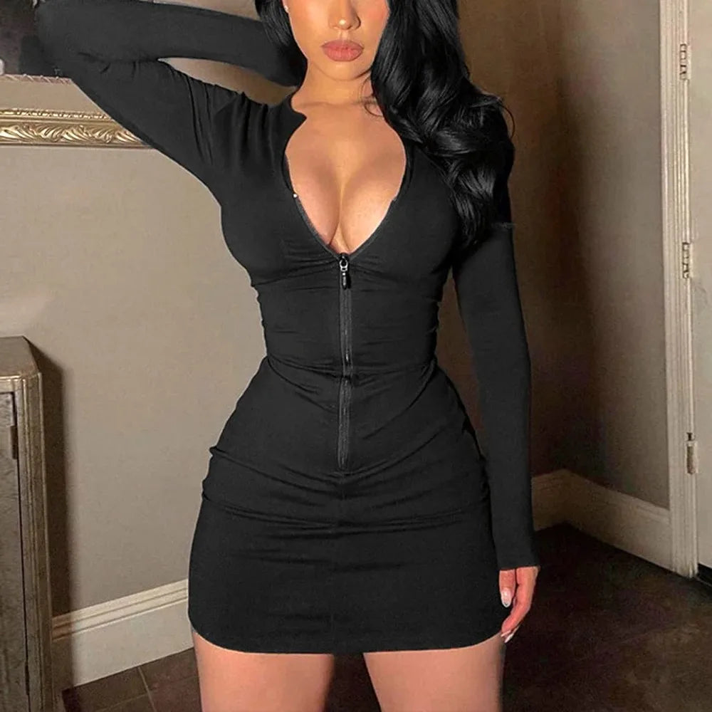 ZipperVibe Bodycon Mini Dress