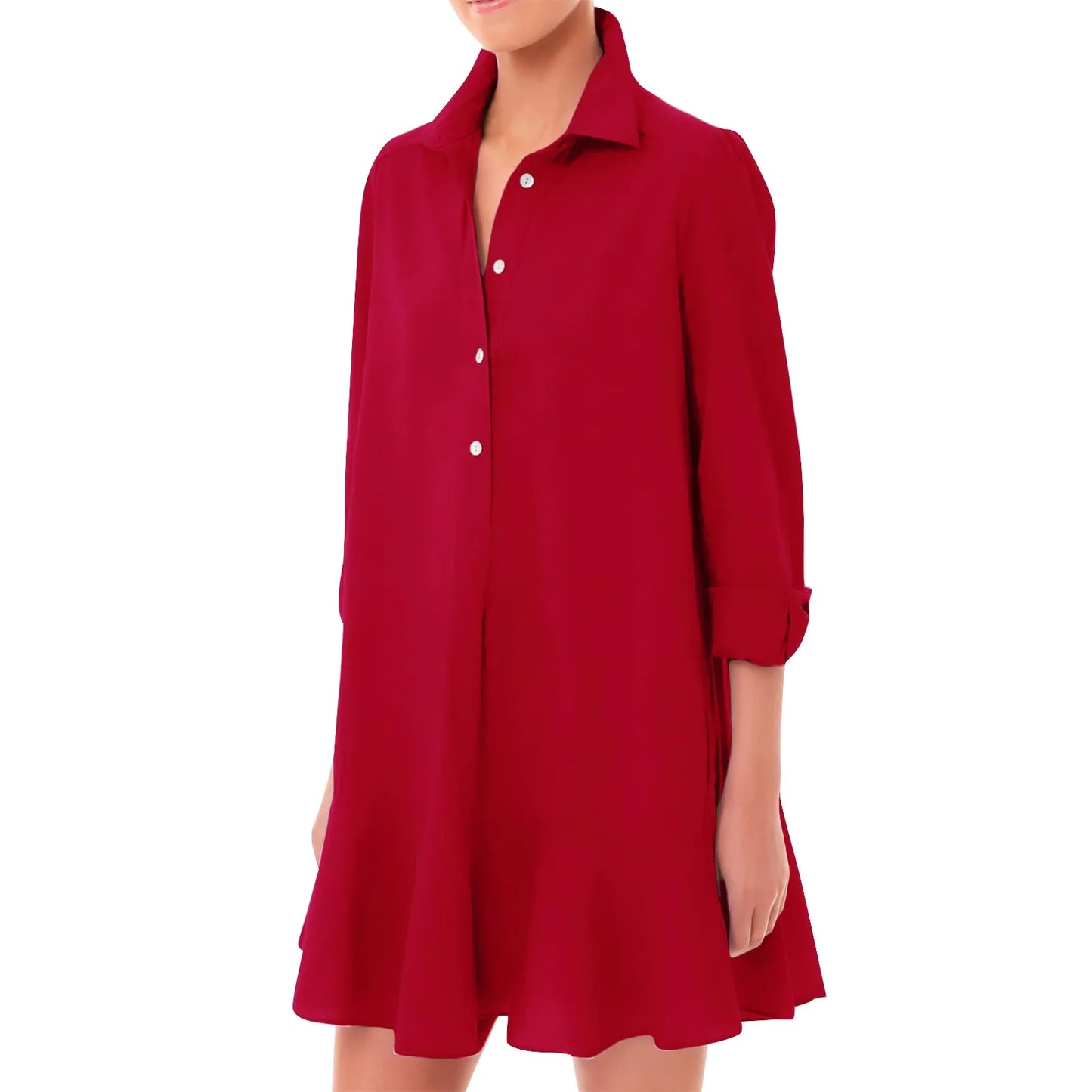 RuffleEase Classic Shirt Dress