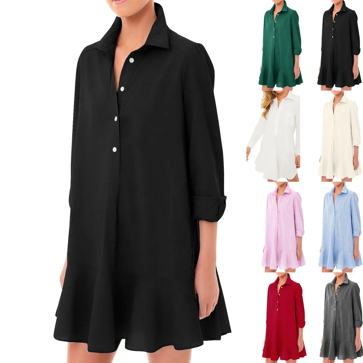 RuffleEase Classic Shirt Dress
