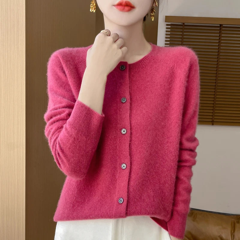 Pure Merino Wool Long Sleeve Cardigan