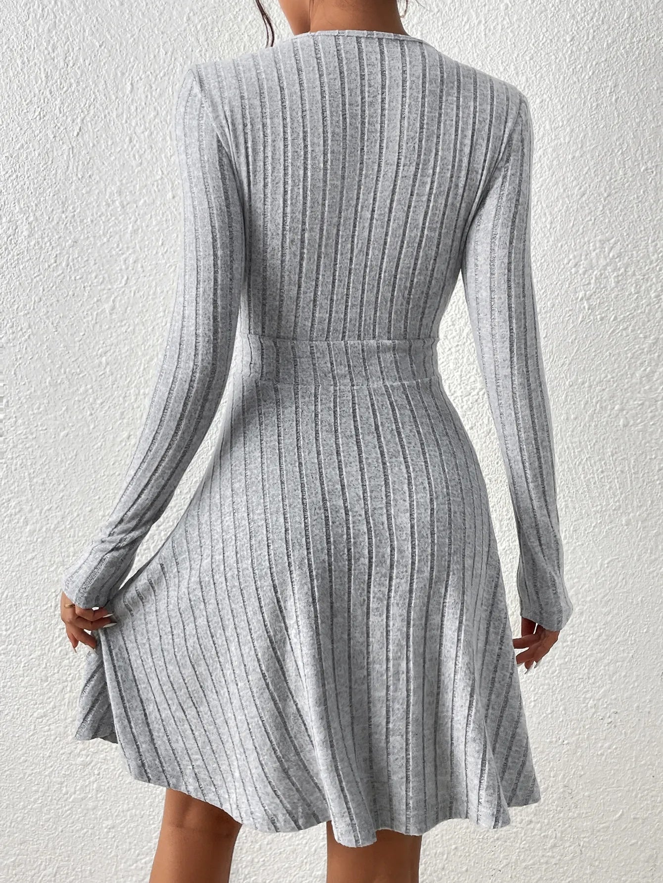 Autumn/Winter V-Neck Knit Bodycon Dress