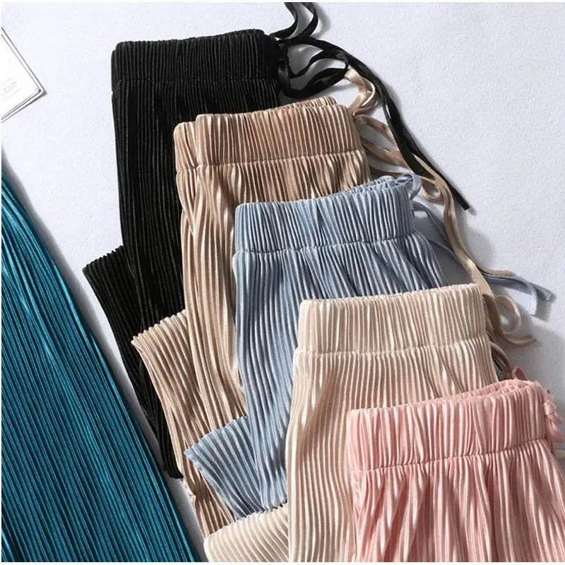 ChillFlex Women’s Pleated Wide-Leg Ice Silk Trousers