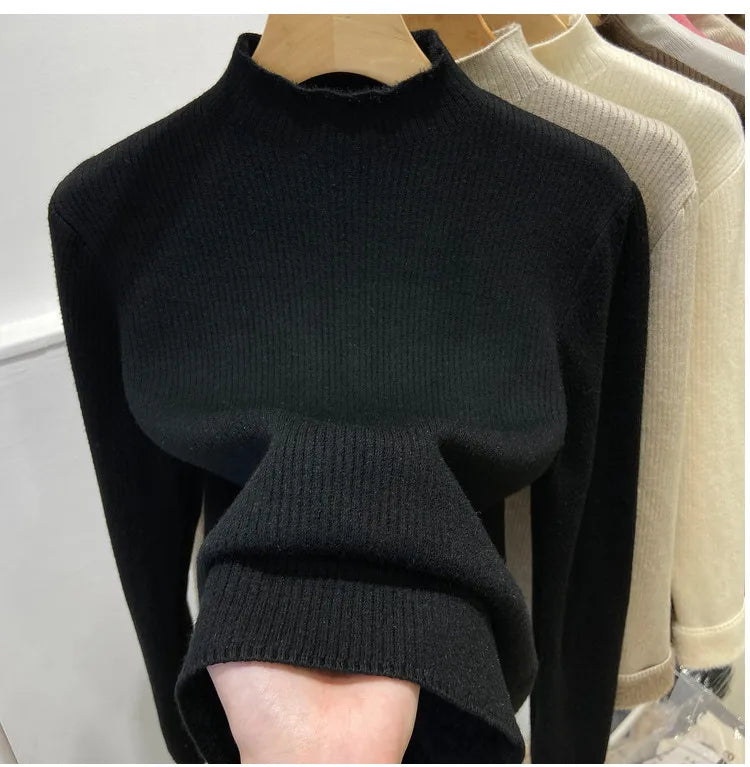 Velvet-Lined Turtleneck Sweater