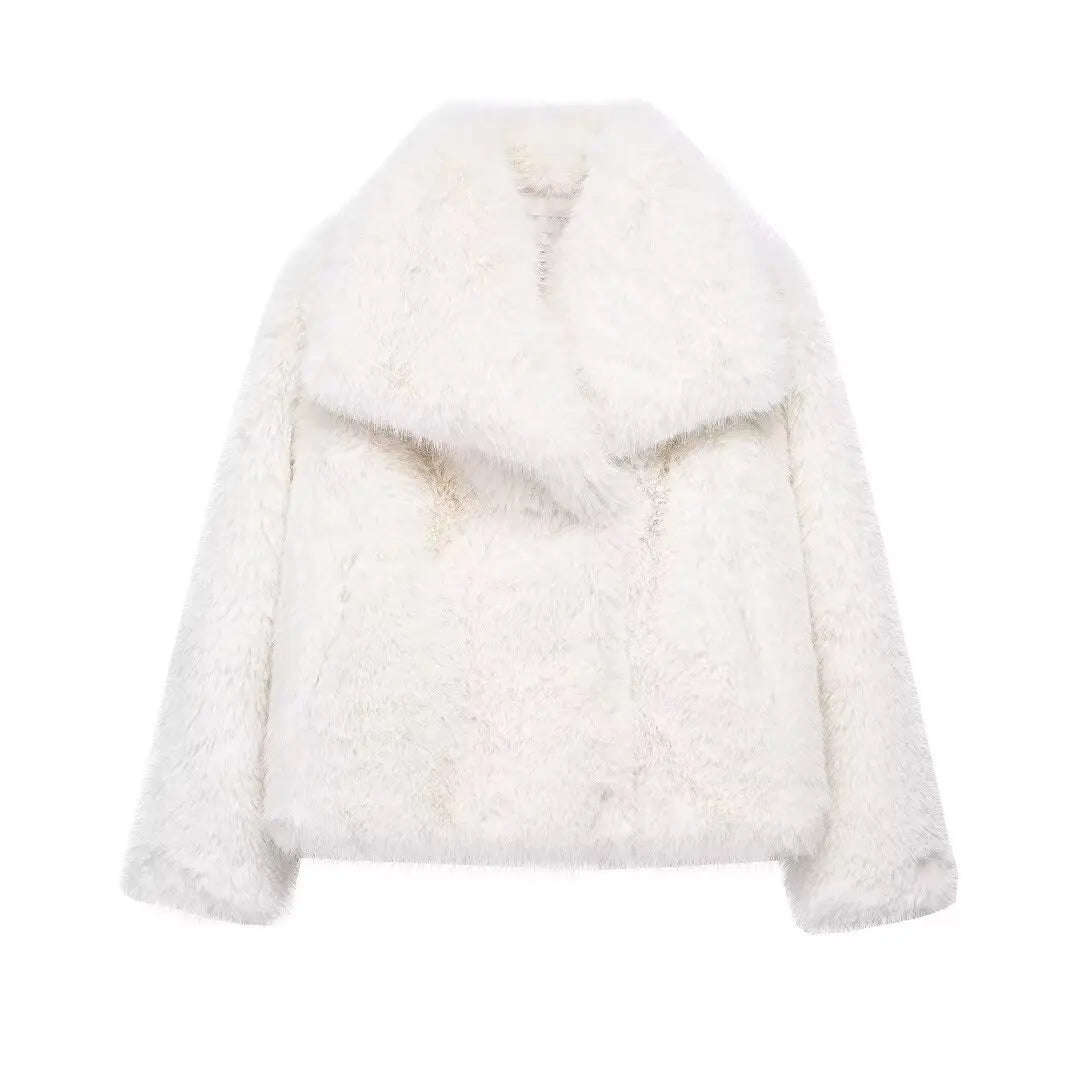 FauxChic Cropped Faux Fur Jacket