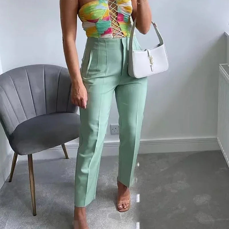 Chic Office Essentials: High-Waisted Pencil Trousers for Women – Formal Pants