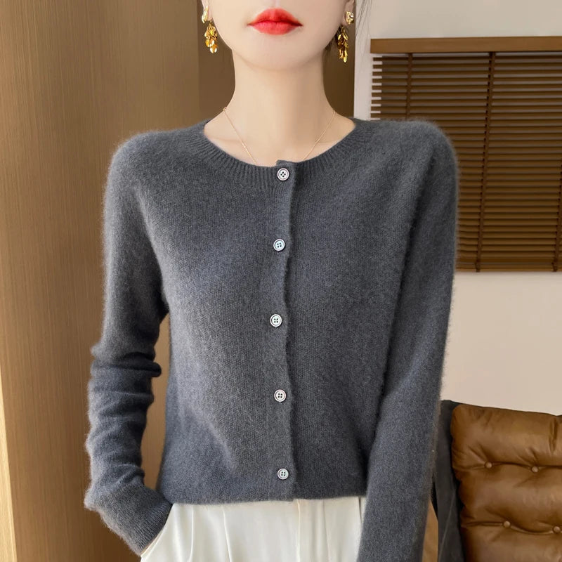 Pure Merino Wool Long Sleeve Cardigan