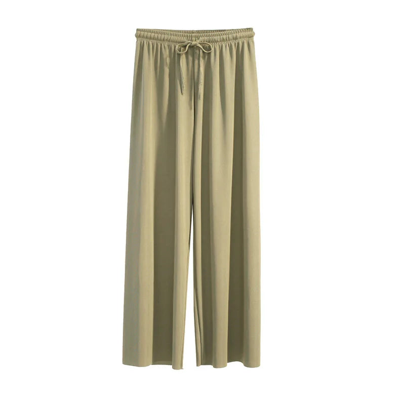 BreezeEase Women’s Ankle-Length Wide-Leg Ice Silk Pants