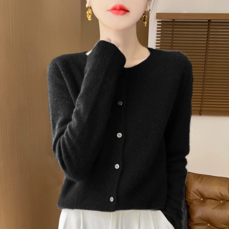Pure Merino Wool Long Sleeve Cardigan