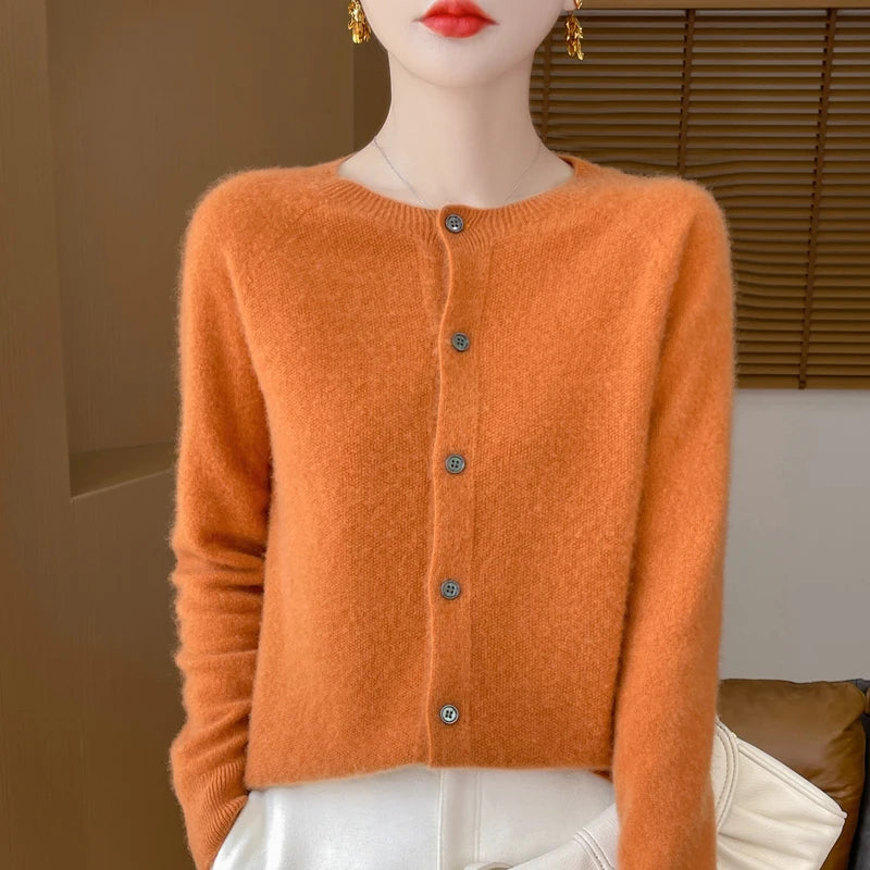 Pure Merino Wool Long Sleeve Cardigan