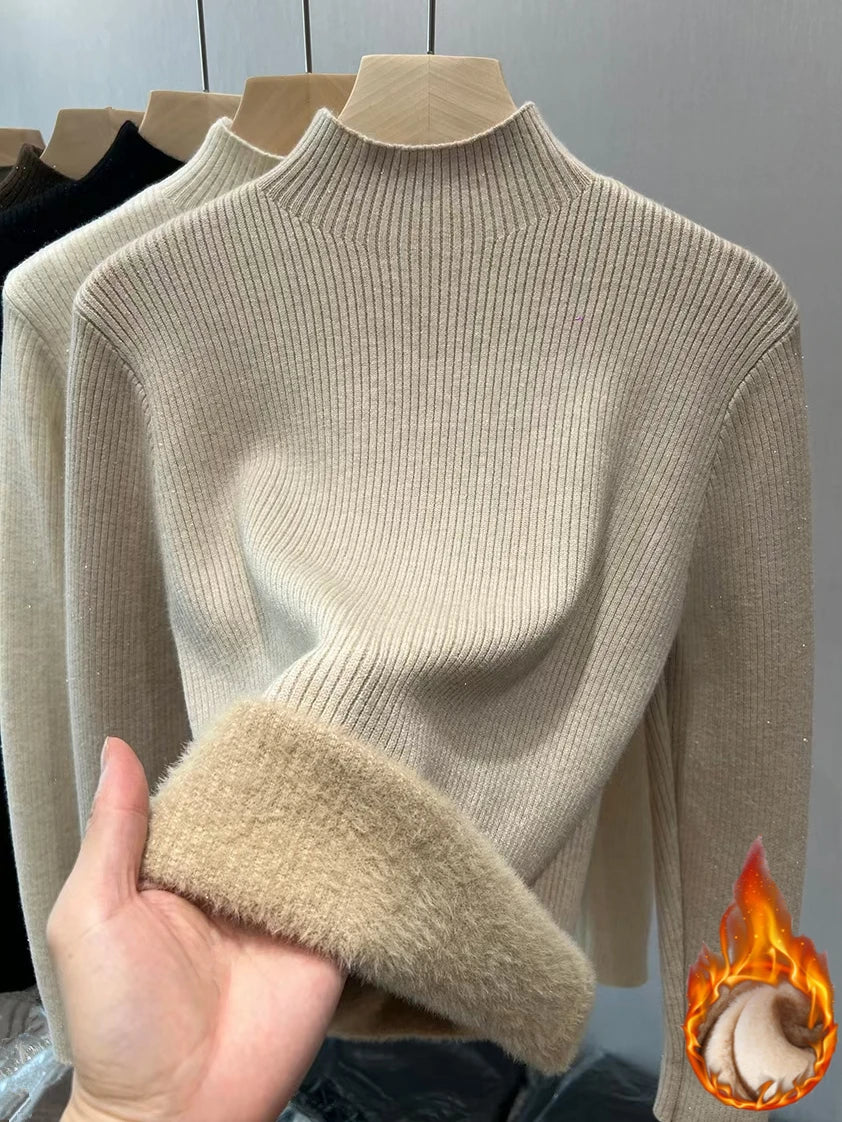 Velvet-Lined Turtleneck Sweater