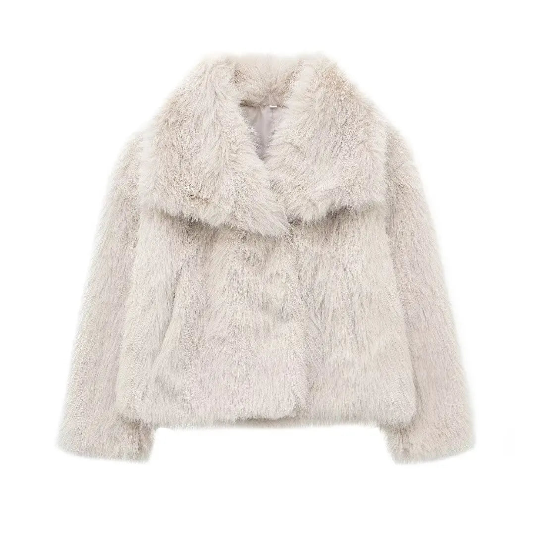 FauxChic Cropped Faux Fur Jacket