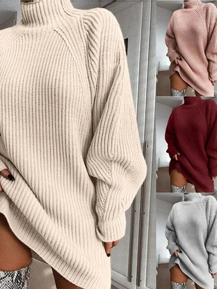 CozyChic Turtleneck Sweater Dress