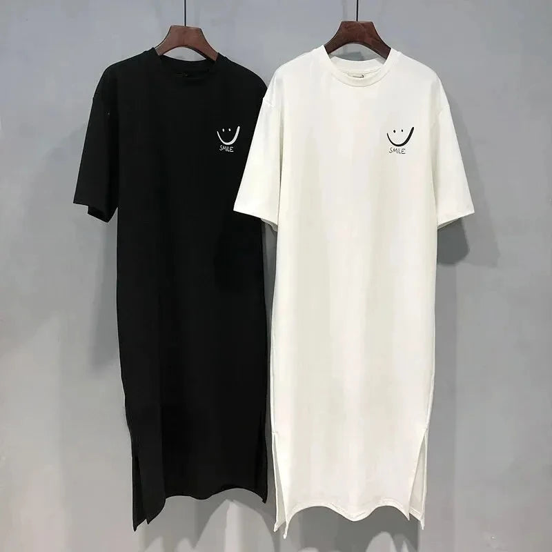 SummerVibe - Women's Casual Midi T-Shirt Dress