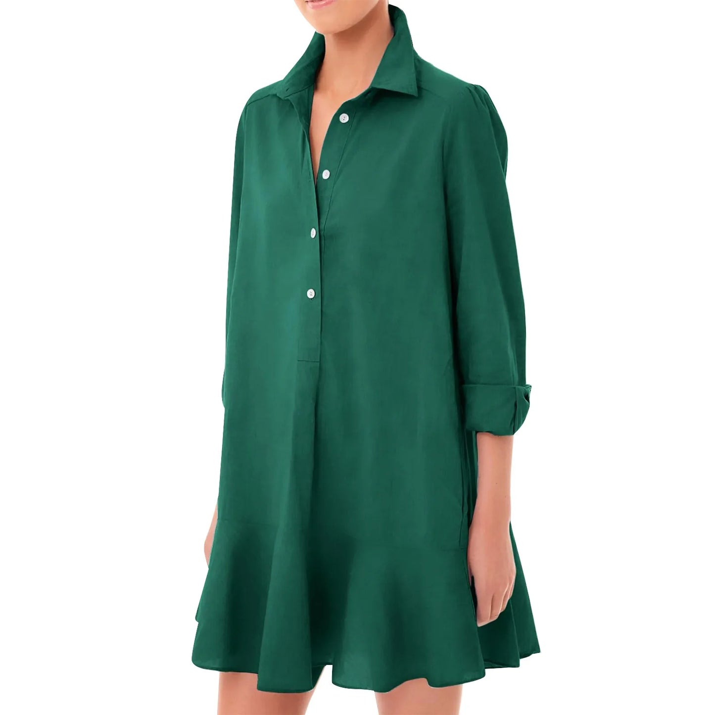 RuffleEase Classic Shirt Dress