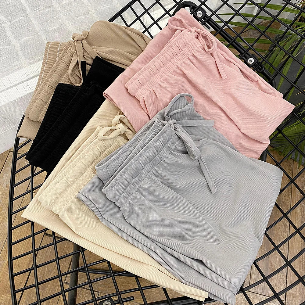BreezeEase Women’s Ankle-Length Wide-Leg Ice Silk Pants