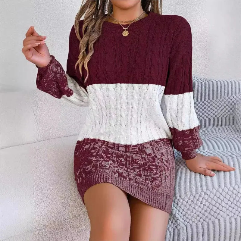 ChromaKnits Color-Block Sweater Dress