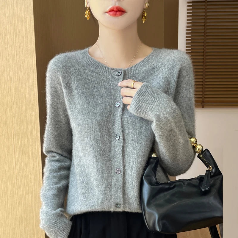 Pure Merino Wool Long Sleeve Cardigan