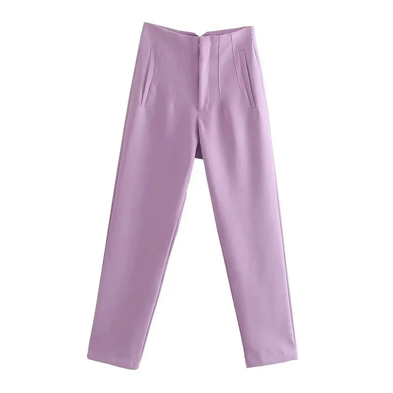 Chic Office Essentials: High-Waisted Pencil Trousers for Women – Formal Pants