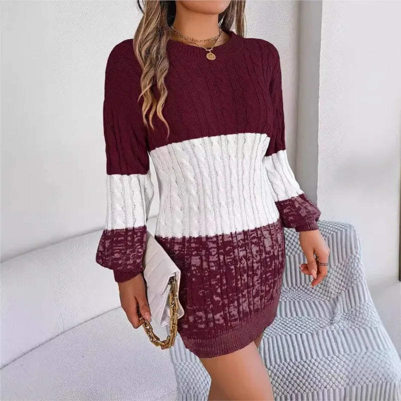 ChromaKnits Color-Block Sweater Dress