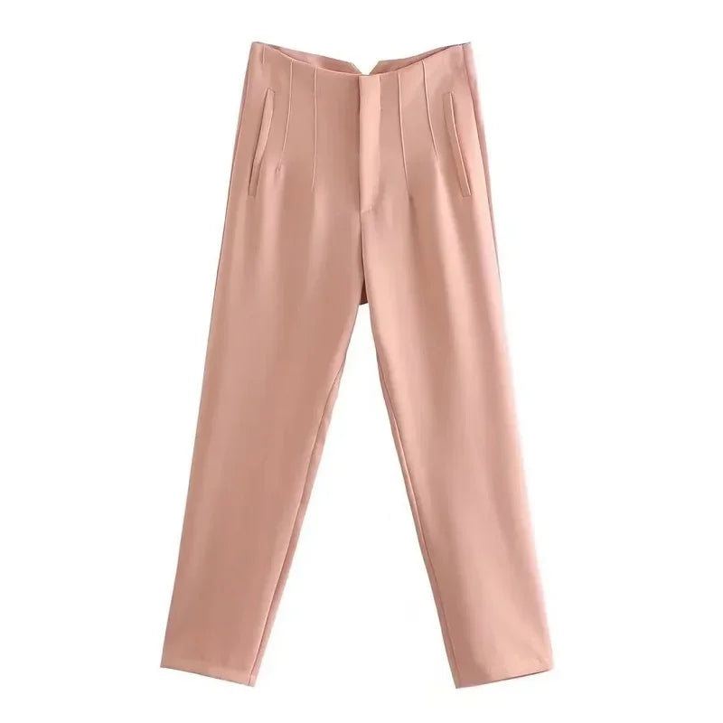 Chic Office Essentials: High-Waisted Pencil Trousers for Women – Formal Pants