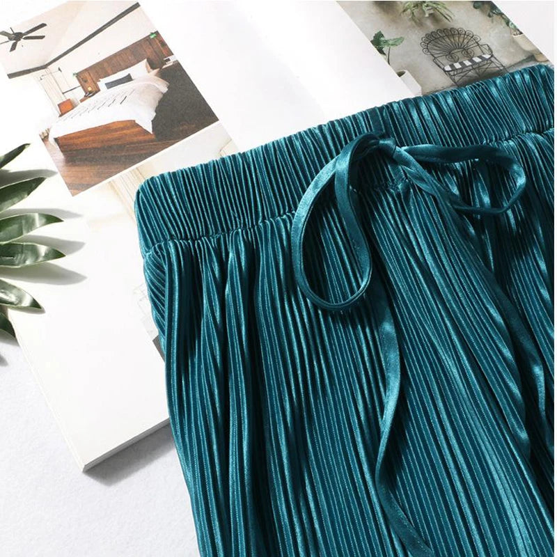 ChillFlex Women’s Pleated Wide-Leg Ice Silk Trousers