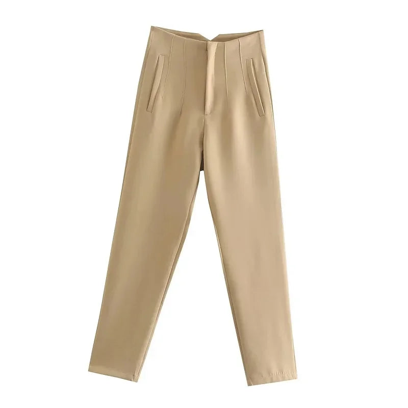 Chic Office Essentials: High-Waisted Pencil Trousers for Women – Formal Pants