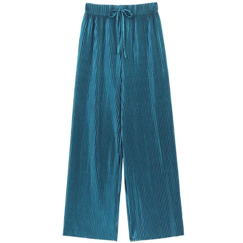 ChillFlex Women’s Pleated Wide-Leg Ice Silk Trousers