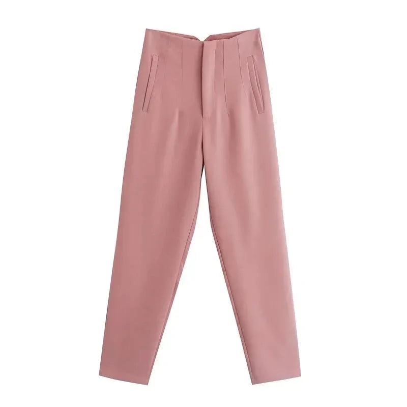 Chic Office Essentials: High-Waisted Pencil Trousers for Women – Formal Pants