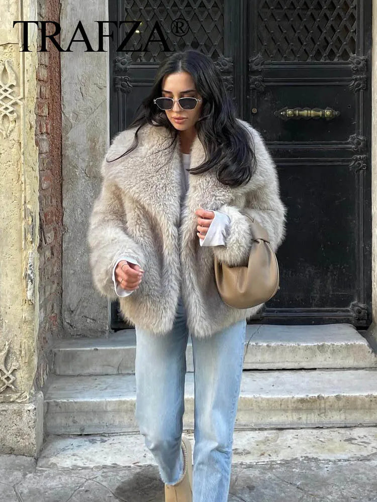 FauxChic Cropped Faux Fur Jacket