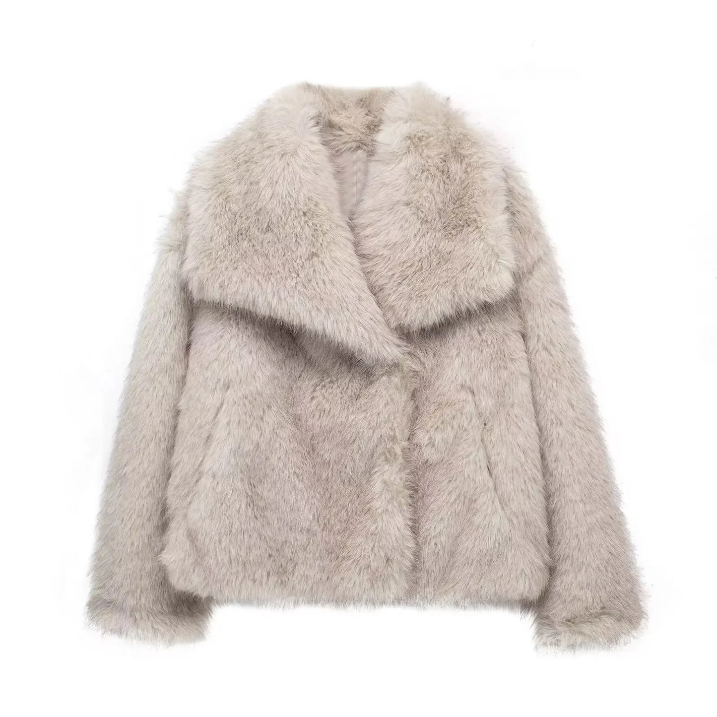 FauxChic Cropped Faux Fur Jacket