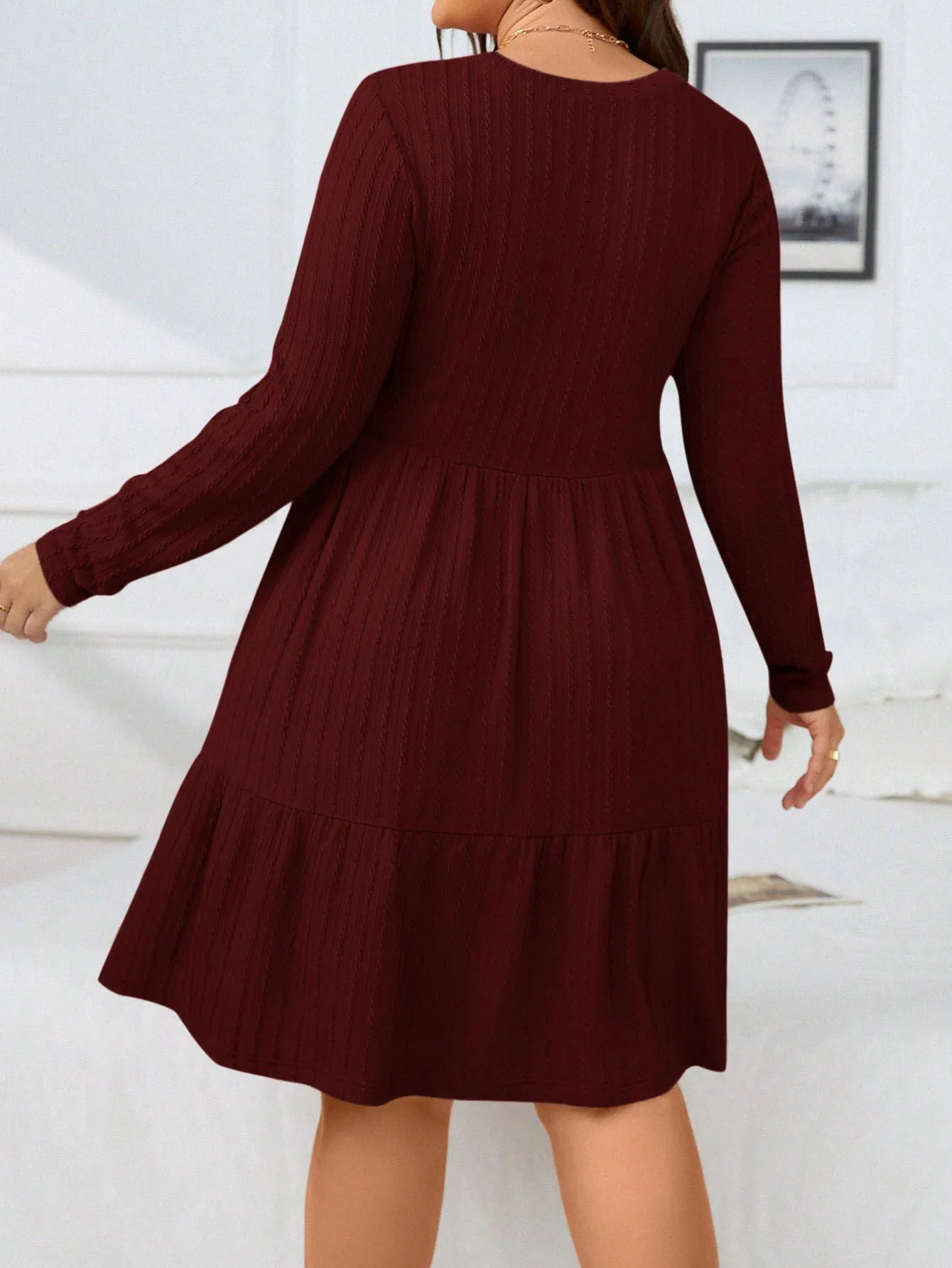 CrimsonCozy Plus Size Knitted Sweater Dress
