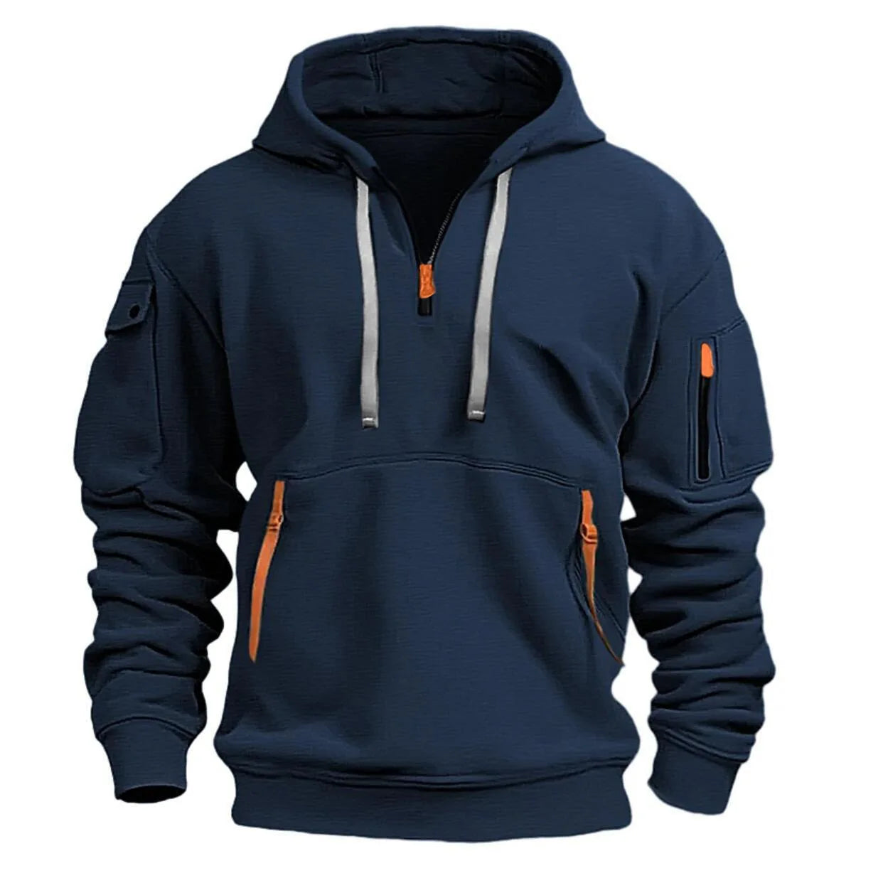 Men's Multi-Pocket Hooded Fleece Pullover