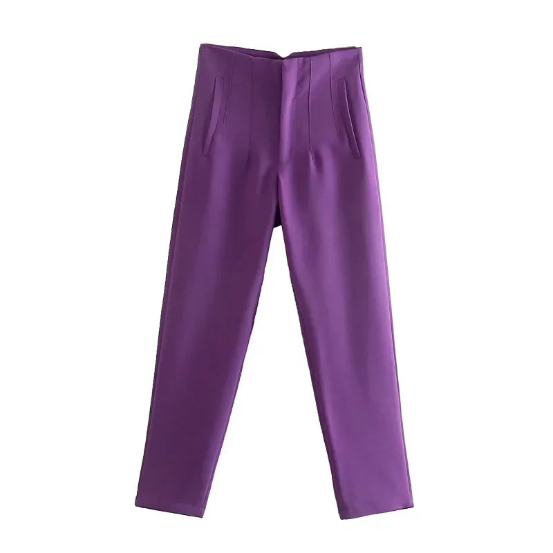 Chic Office Essentials: High-Waisted Pencil Trousers for Women – Formal Pants