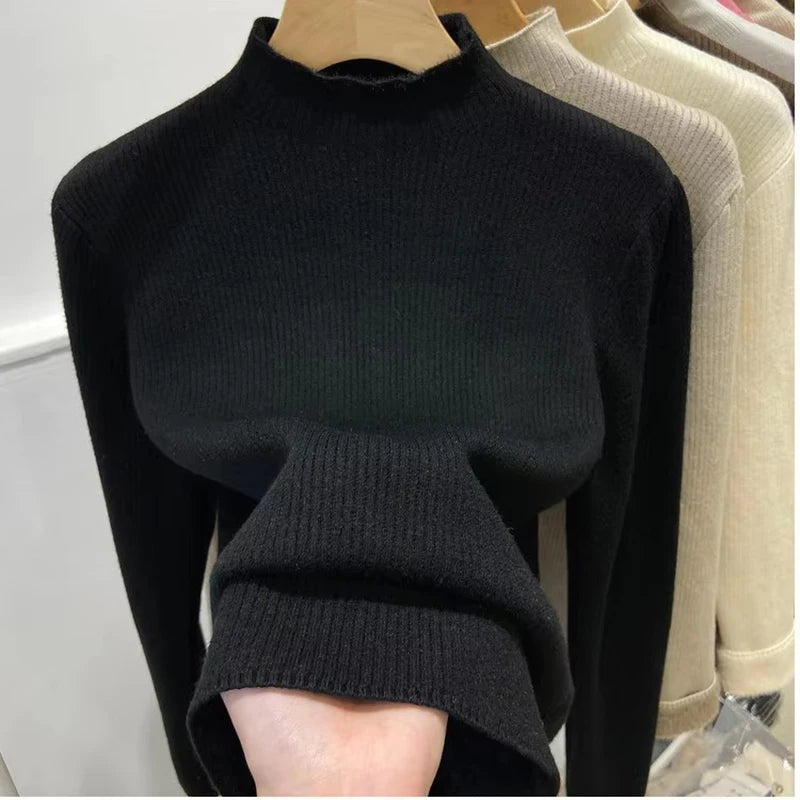 Velvet-Lined Turtleneck Sweater