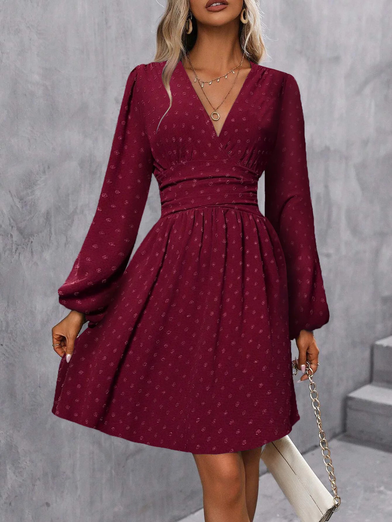 LanternGlow Jacquard Mini Dress