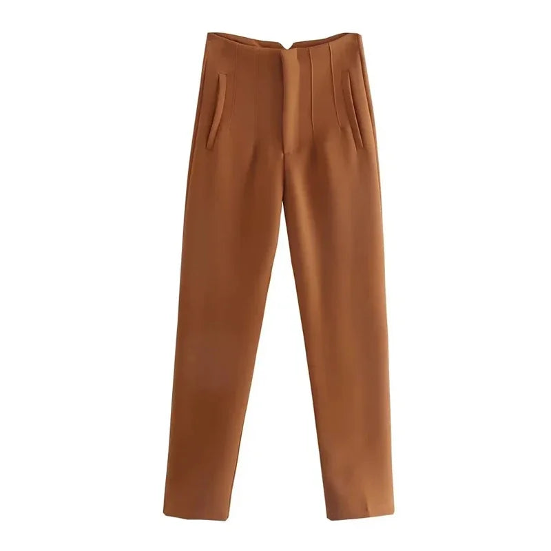 Chic Office Essentials: High-Waisted Pencil Trousers for Women – Formal Pants