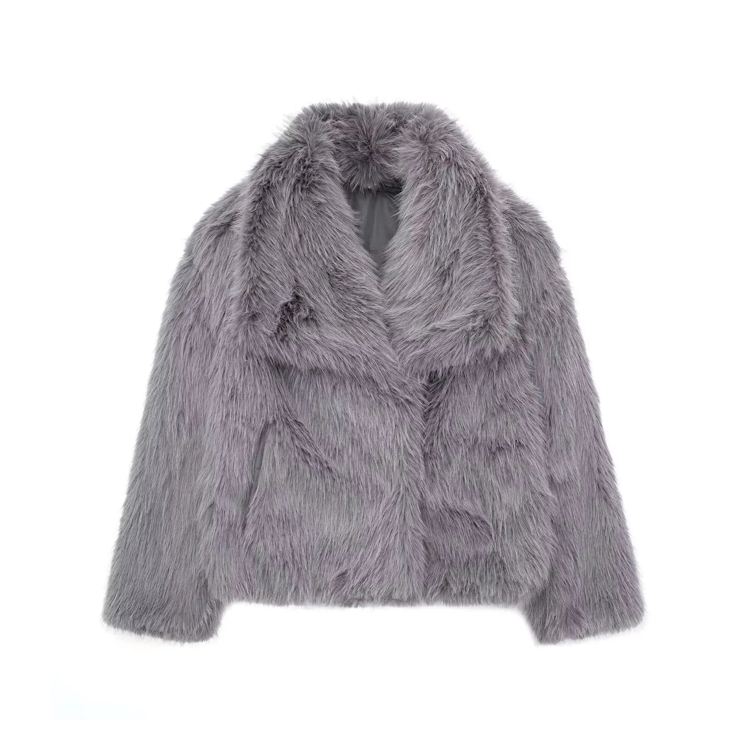 FauxChic Cropped Faux Fur Jacket