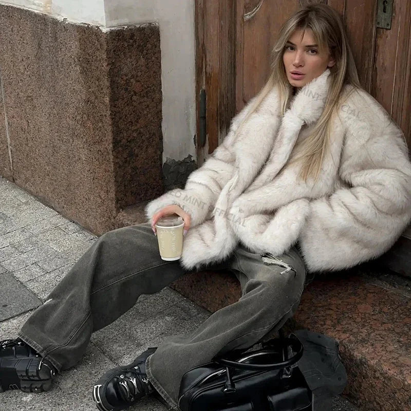 NeoMint Luxe Gradient Faux Fur Coat