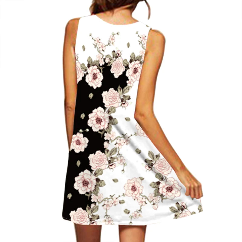 Vivid Vibes European-Inspired Sleeveless V-Neck Print Maxi Dress