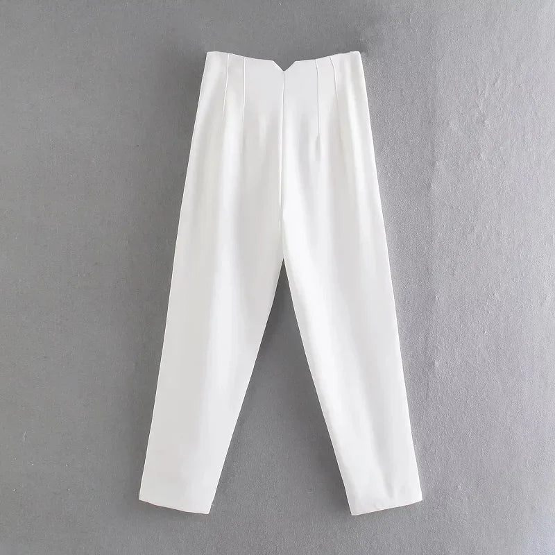 Chic Office Essentials: High-Waisted Pencil Trousers for Women – Formal Pants