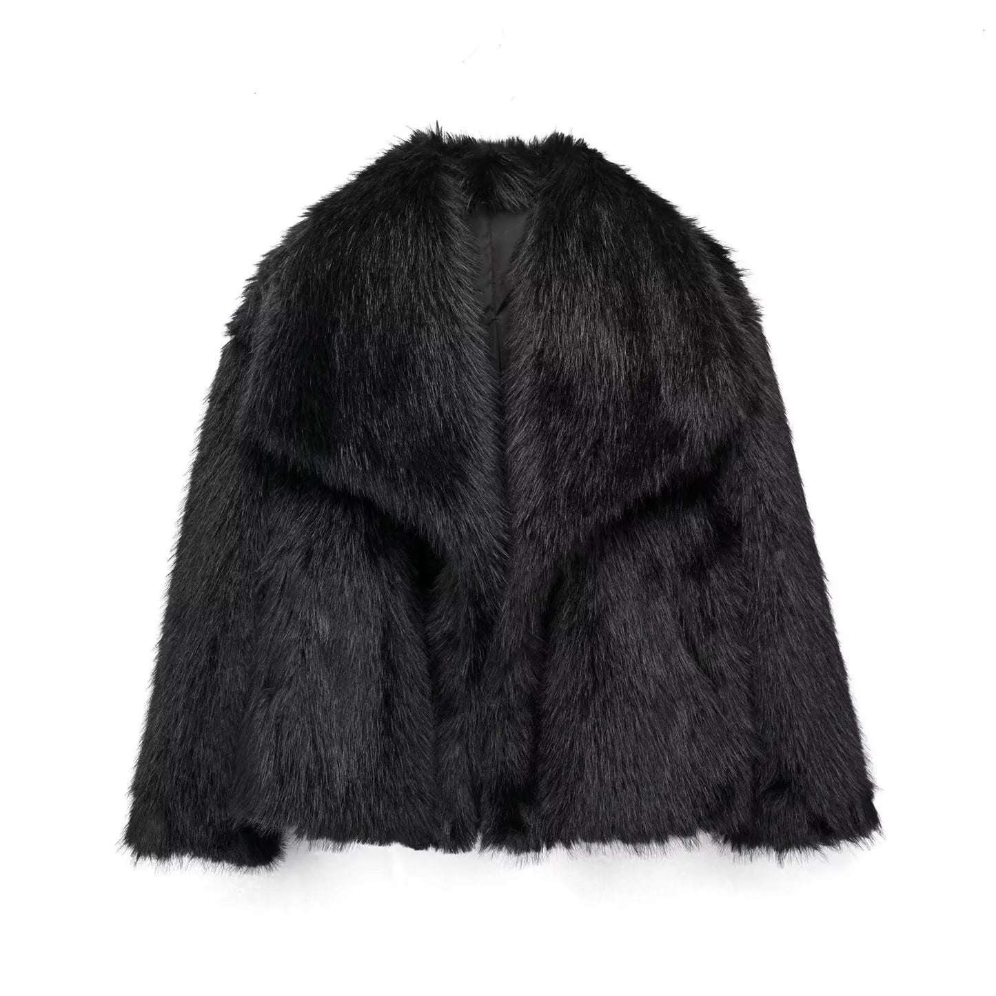 FauxChic Cropped Faux Fur Jacket