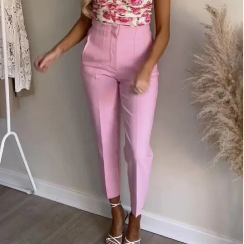 Chic Office Essentials: High-Waisted Pencil Trousers for Women – Formal Pants