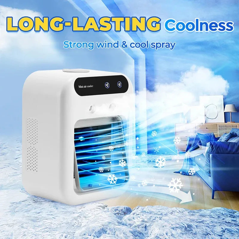 Portable Electric Fan Air Conditioners Desktop Air Cooler USB Recharge LED Night Light Water Mist Fun Air Cooler for Home Office
