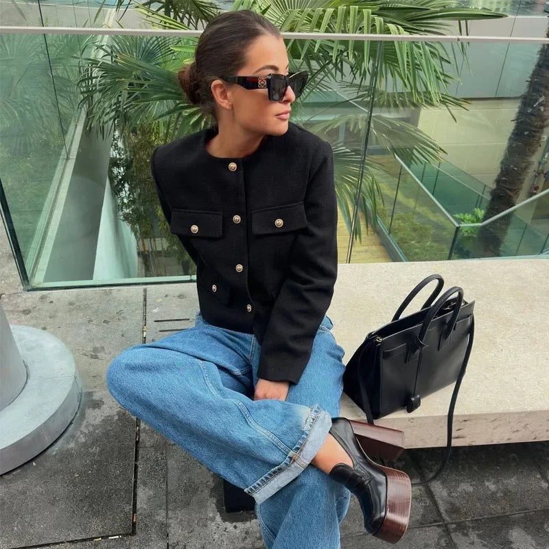 ChicCrop Elegant Button-Up Short Coat