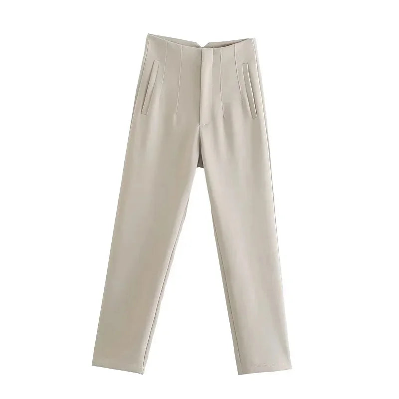 Chic Office Essentials: High-Waisted Pencil Trousers for Women – Formal Pants