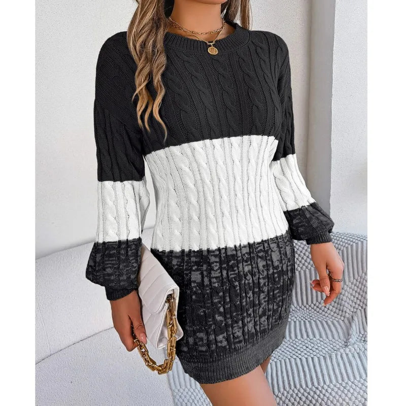 ChromaKnits Color-Block Sweater Dress