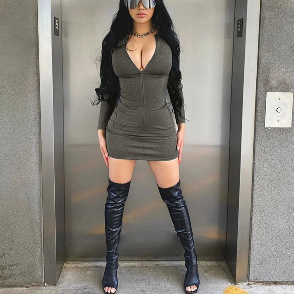 ZipperVibe Bodycon Mini Dress