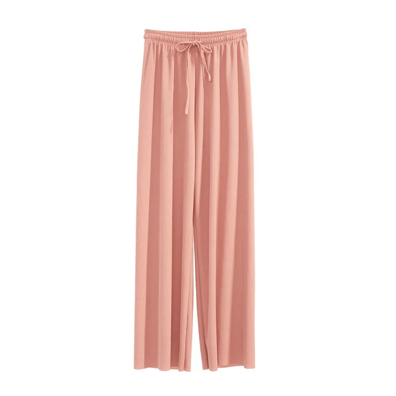 BreezeEase Women’s Ankle-Length Wide-Leg Ice Silk Pants